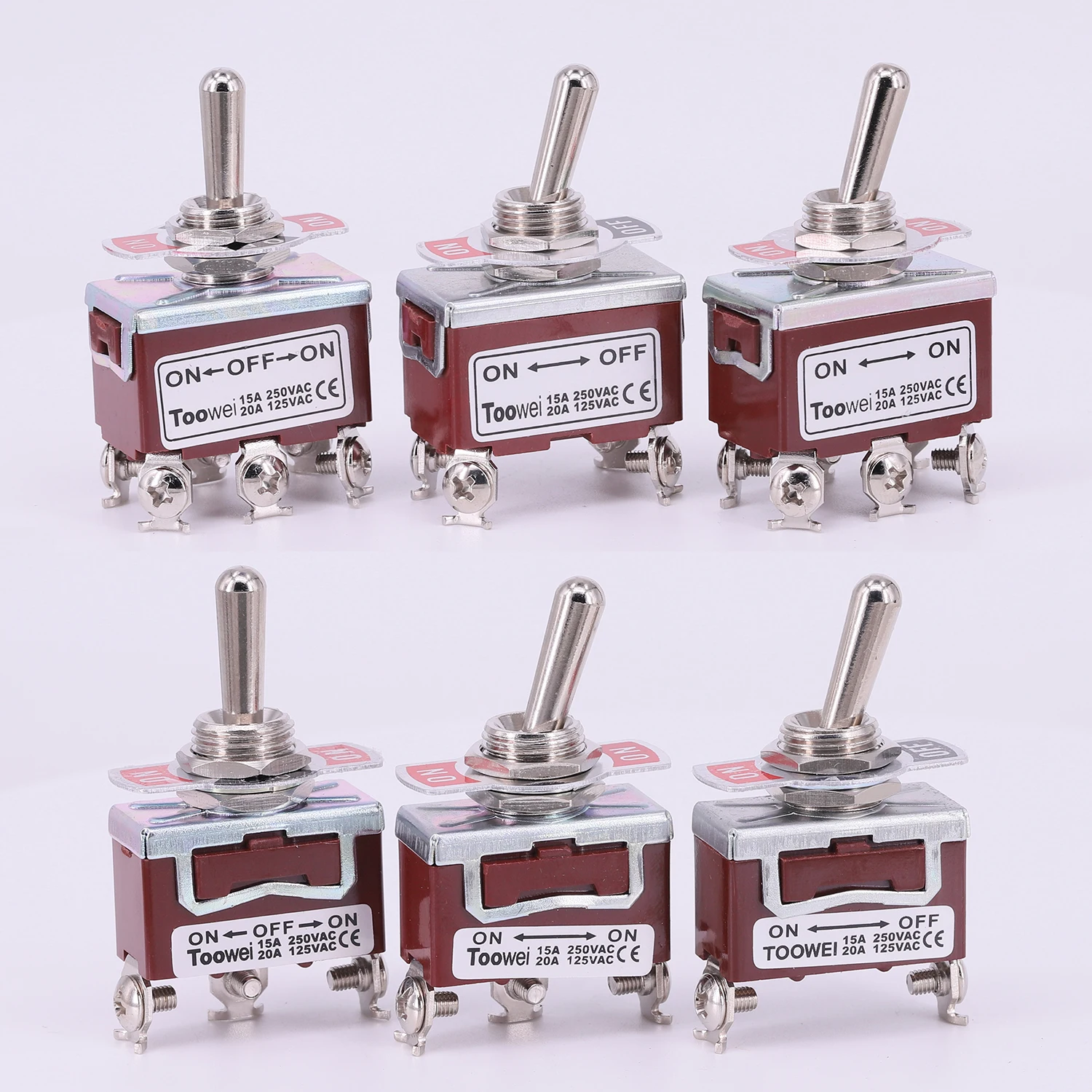 1PC DIY Przełącznik dwupozycyjny ON-OFF-ON / ON-OFF 2Pin 3Pin 6Pin 3 pozycyjny zatrzask AC 125V/20A 250V/15A Przełącznik kołyskowy zasilania Toowei — zdjęcie produktu 2