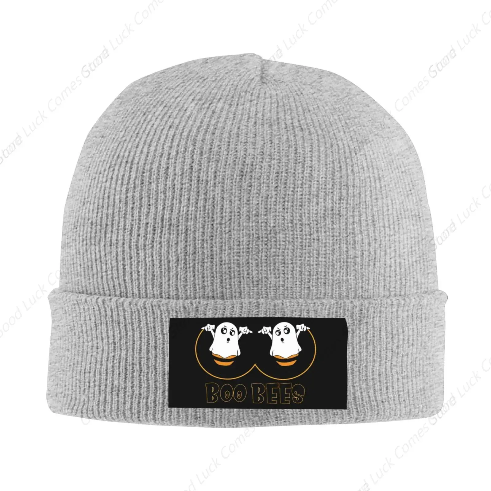 Winter Hat for Women Halloween Cuffed Skullies & Beanie for Men Fishermen Beanies for Teen Girls Cute Boo Bees Hats Gray