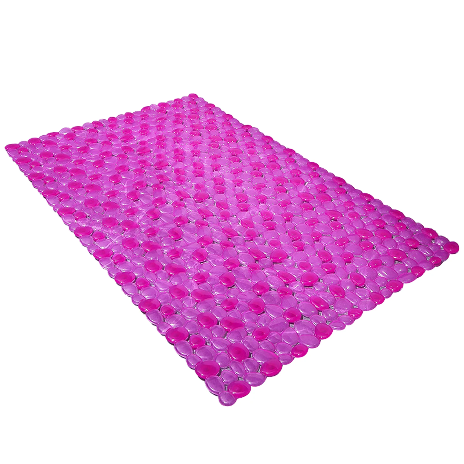 Frosted Pebble Washable Foot Massage Bath Mat Bathtub Rectangle Floor PVC Shower Drain Holes With Suction Cups Safety Non Slip