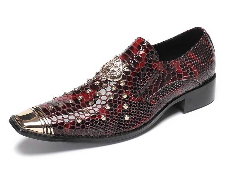 BOARD Herbst Herrenschuhe Spike Luxuriöse Persönlichkeit Bankett Niete Tigerkopf Druck Formelle Kleidung Schuhe – Detail 34