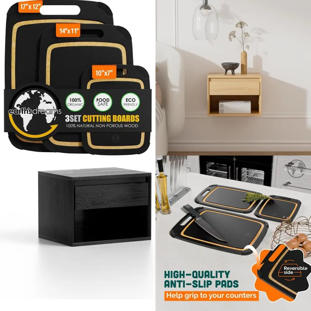 

Charcuterie Board Set - 3-Piece Wood Cutting Boards: Small, Large, Extra Large - Non-Plastic, Non-Toxic, Heavy-Duty