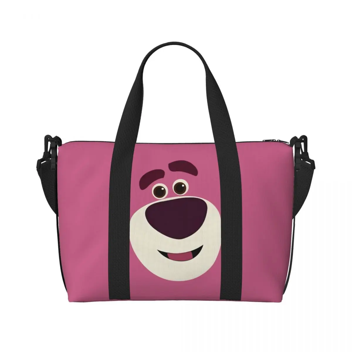 

Custom Lotso Tote Bag Women Large Capacity Strawberry Bear Cartoon Gym Beach Shoulder Travel Bag