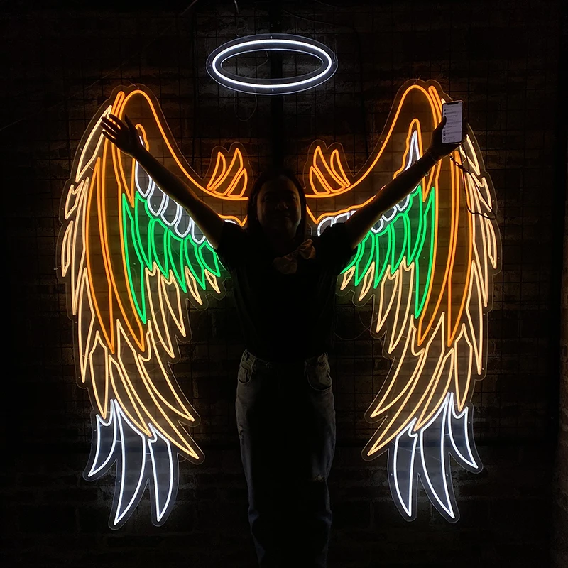 Custom Led Flex Neon Sign Angel Wings for Art Bar Pub Club Wall Hanging Light Signs Wedding Event Party Decoration Neon Lights