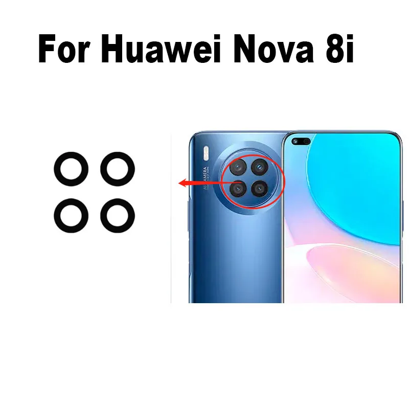 For Huawei Nova 8i Rear Back Camera Glass Lens Cover With Adhesive Tape NEN-L22 NEN-LX1 Replacement Parts