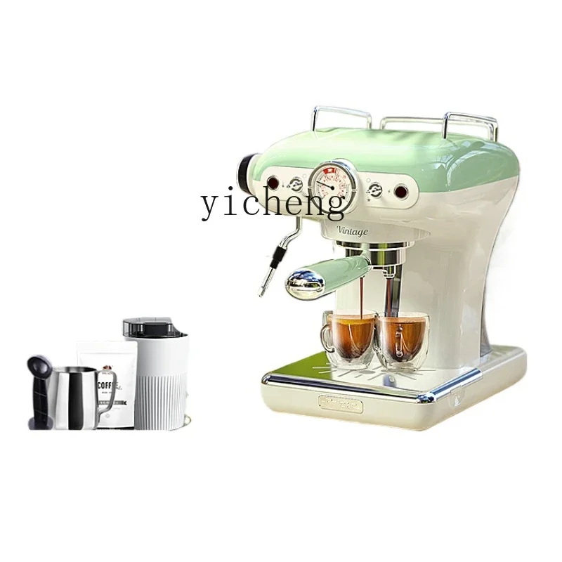 ZK Coffee Machine Home Full & Semi Automatic Retro Small Professional Concentrated Steam Integrated Foam Latte Art