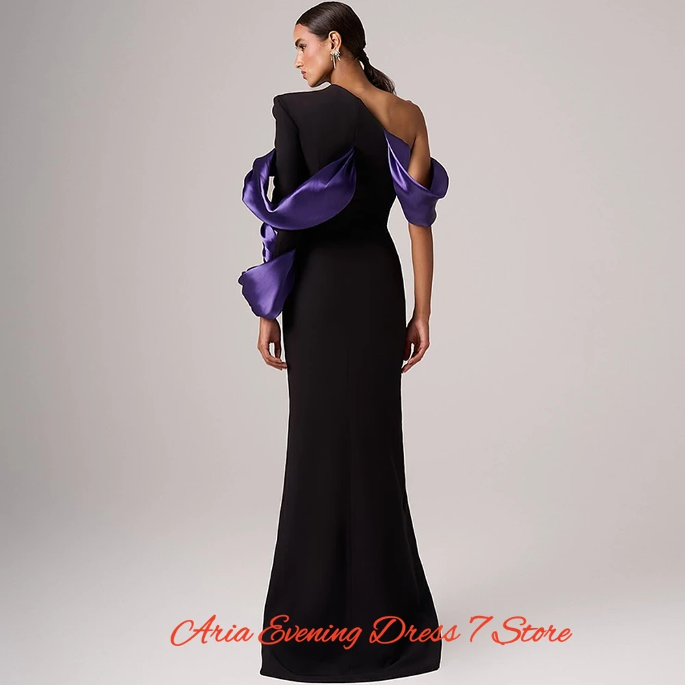 Vestidos de noche personalizados de un hombro de sirena de Jersey simple Vestidos de fiesta de manga larga delicados Vestidos de novia con abertura frontal sexy