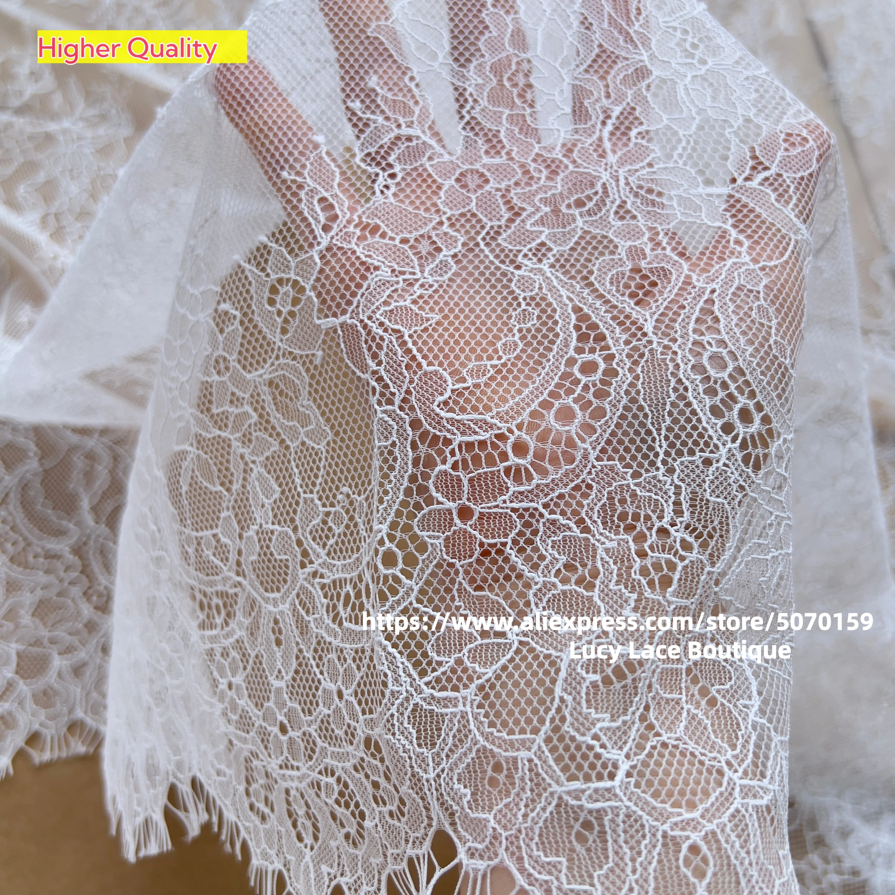 Off white hochzeit spitze Dünne und weiche wimpern spitze stoff 1,5 x3 meter/stück nähen für frauen kleider NEUE