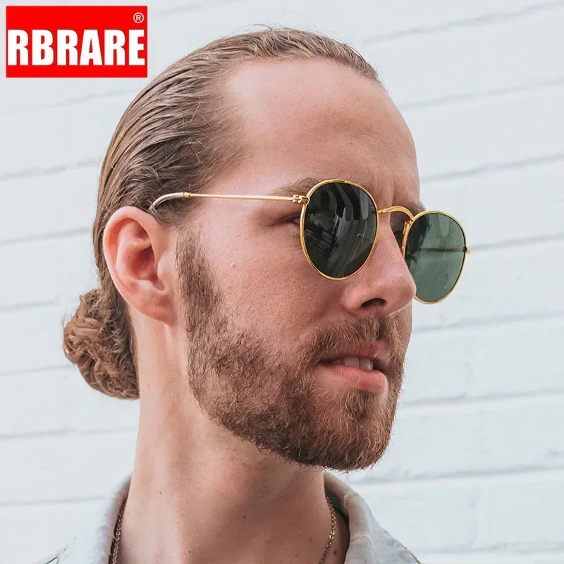 RBRARE 2023 Vintage Metal Polarized Sunglasses Men Luxury Alloy Glasses Retro Small Sun Glasses Pink Mirror Shades For Women