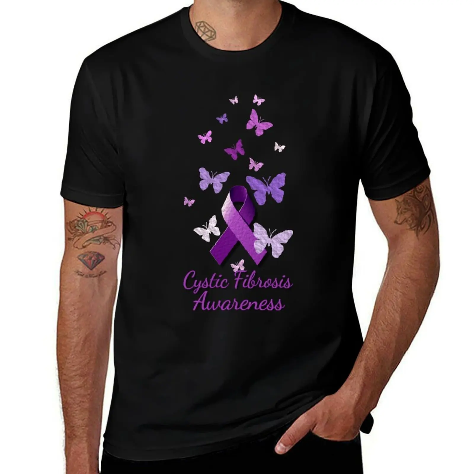 

Purple Awareness Ribbon: Cystic Fibrosis T-Shirt Quick Dry Fishing T-Shirt