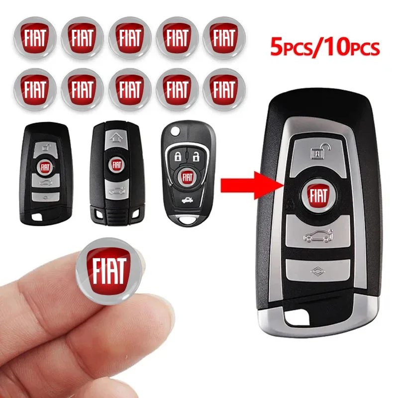 2/5/10pcs Car Key Shell Remote Case Cover Aluminum Emblem Symbol Sticker For Fiat 500L 500X Panda Stilo Ducato Palio Bravo