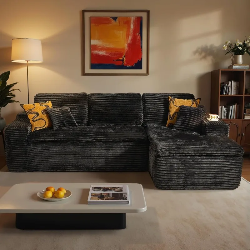 

105” Modular Sectional Sofa with Thicken Seat Cushion, Cloud Couch with Deep Seat, Modern L-Shape Sofas Couches with Chais