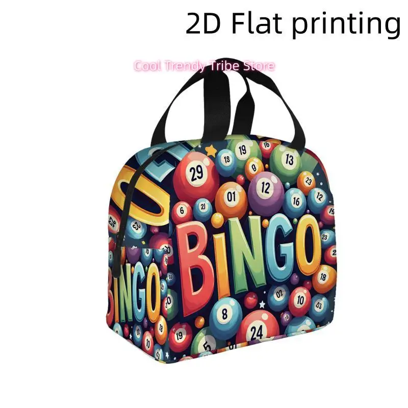 1pc, Vibrant Bingo Balls And Stars Against a Dark Backdrop. Printed Insulated Cooler Bag - a Reusable Portable Hot And Cold Bag