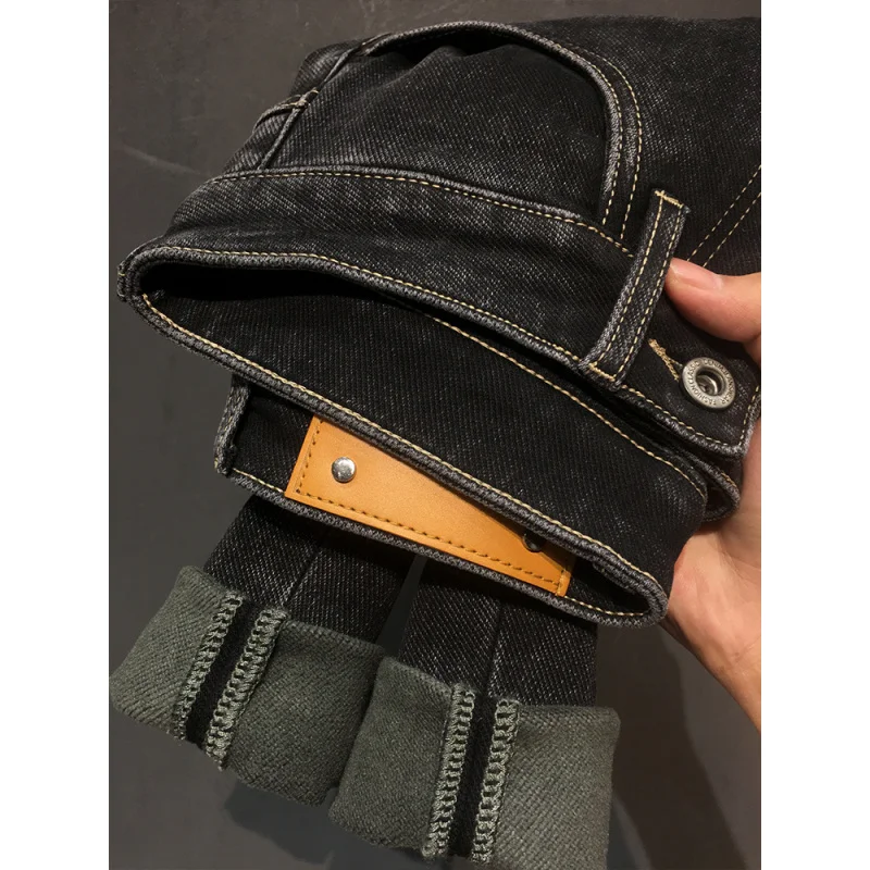 جينز صوف دافئ عالي الجودة للرجال 2025 شتاء جديد عصري ومريح ومتعدد الاستخدامات سروال تنحيف مرن #3