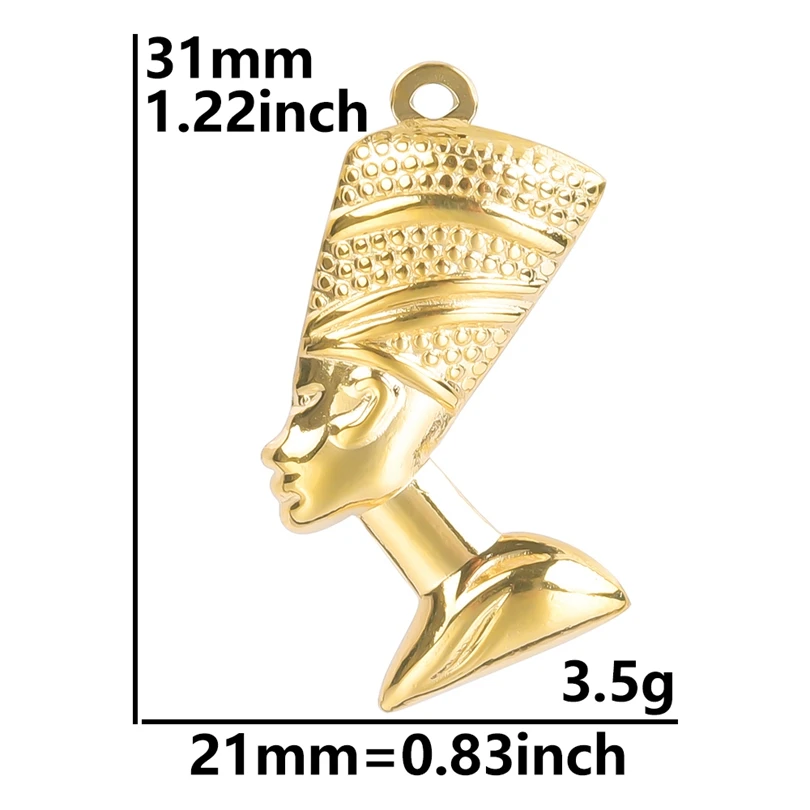 1Pc Anniyo Egyptian Queen Nefertiti Pendant Necklace  Unisex Gold Color African Necklaces For Women Jewelry Stainless Steel