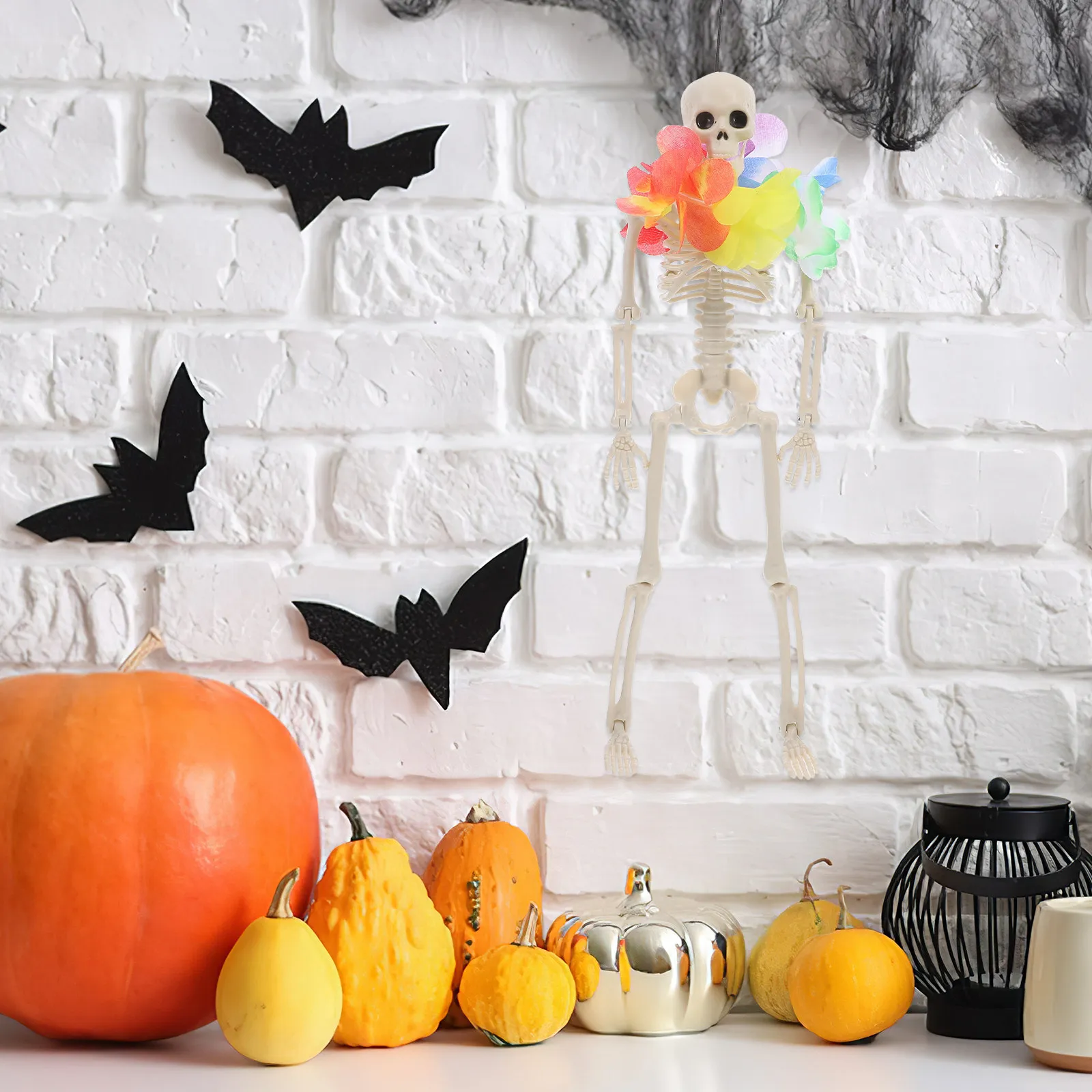 1Set Halloween Dancing Hanging Decoration with Floral Wreath for Doors Walls Windows Spooky Atmosphere Indoor Outdoor