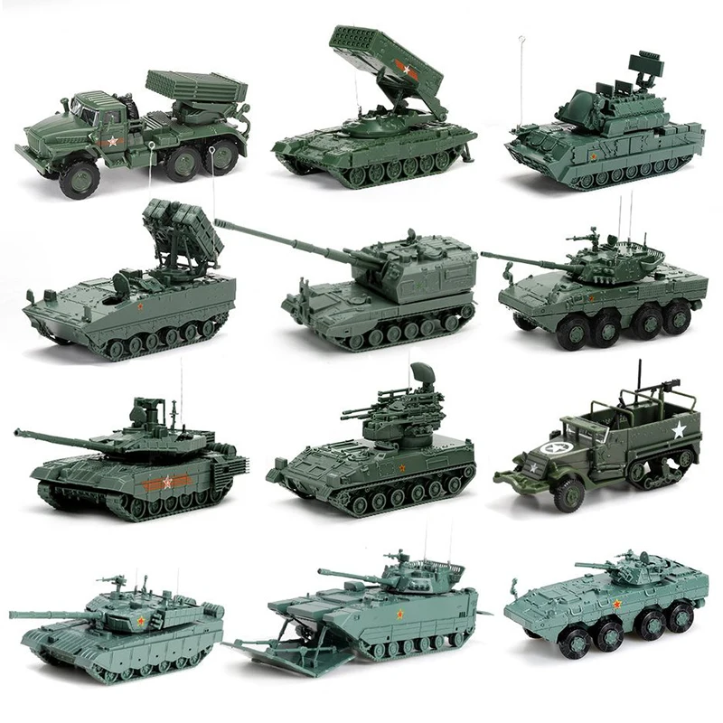 1/72 Military BM-21 Vehicle TOS-1 T-54A T-14 T90MS Tank Model Russian Army Assembly Puzzle ZTL11 Armoured Vehicle Building Toys