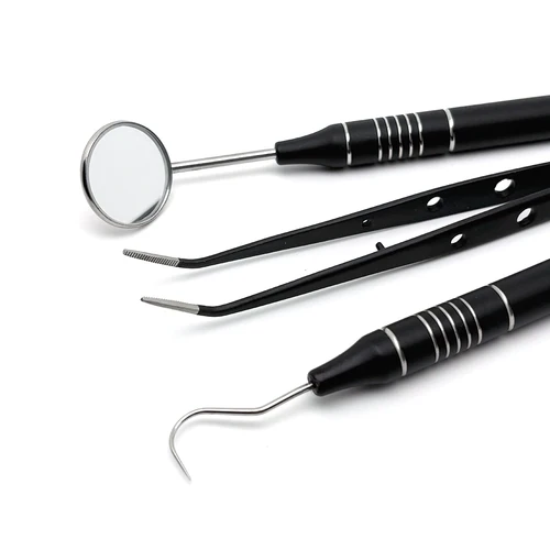 Imagen 2 del producto 3 unids/set kit de espejo Dental espejo de boca sonda gancho recoger pinzas instrumentos dentales de acero inoxidable limpieza de dientes de dentista