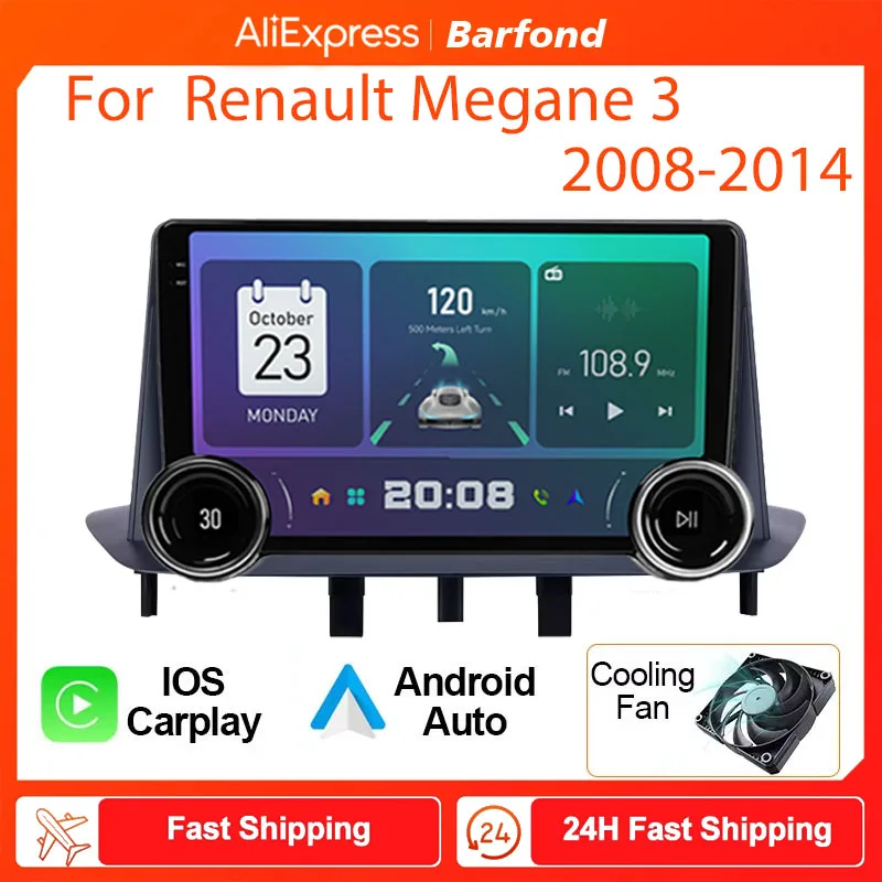 Roadwise Android Car Radio Multimedia Carplay For Renault Megane 3 Fluence 2008 - 2014 Wifi DSP DVD Navi GPS 2 din Autostereo