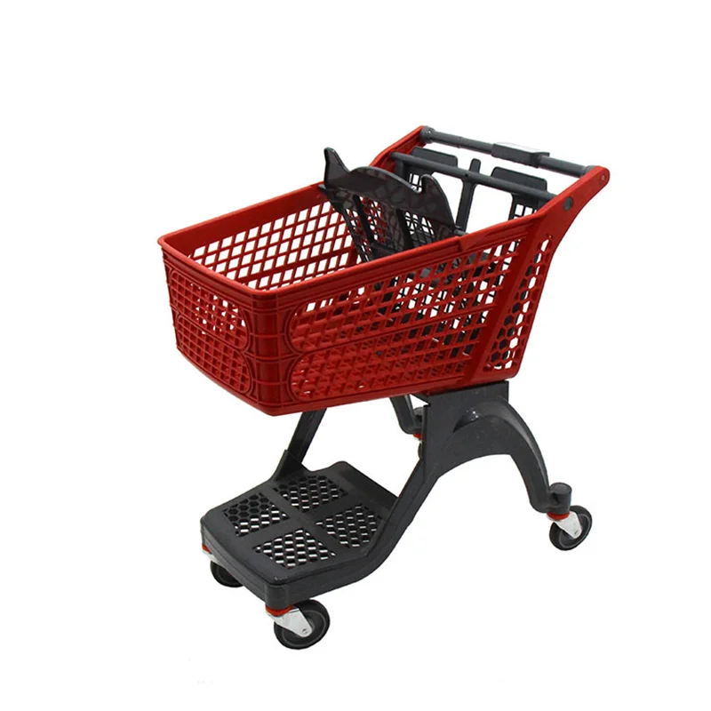 Factory Supplier Store Hand Push Truck Supermarket Plastic Shopping Trolley