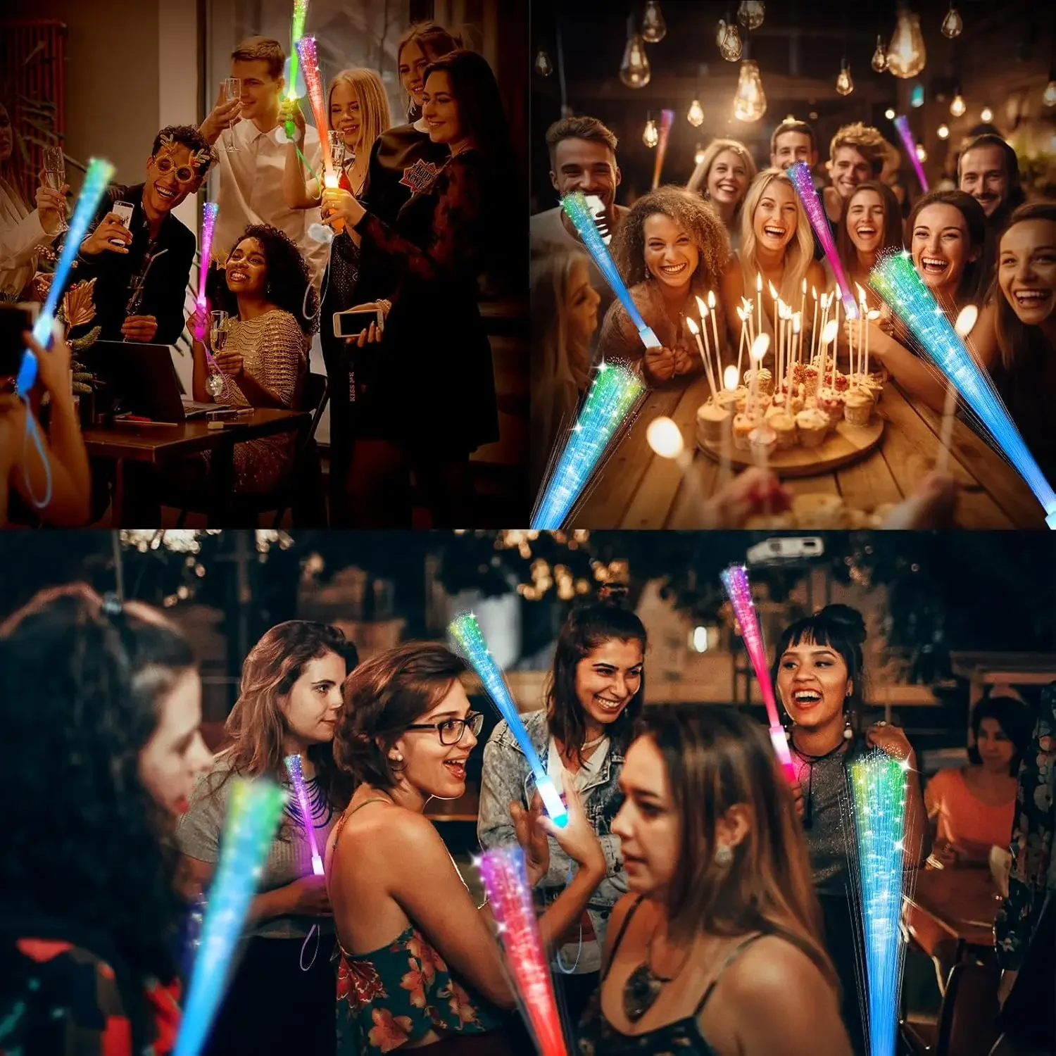 عصي توهج من الألياف البصرية تضيء الصولجانات LED دعائم الإضاءة الليلية لعيد الميلاد وحفلات الزفاف الداكنة وحفلات عيد الميلاد والهالوين #3