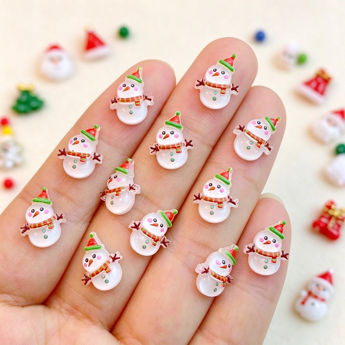 60pcs Resin Cartoon Santa Claus, Snowman, Deer Head, Stars Nail Art Flat back Stone Figurines Scrapbook DIY Jewelry Decor Crafts