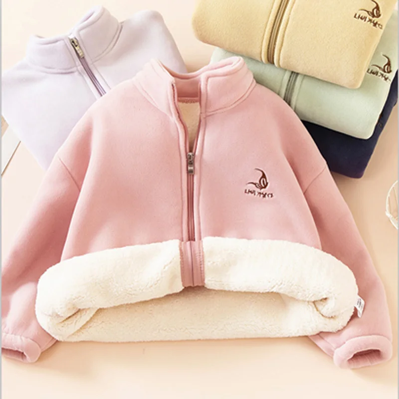 الأطفال أفخم المخملية الستر الفتيان الفتيات الوجهين الصوف معاطف الشتاء الاطفال رشاقته الملابس المراهقين الخريف ملابس خارجية غير رسمية