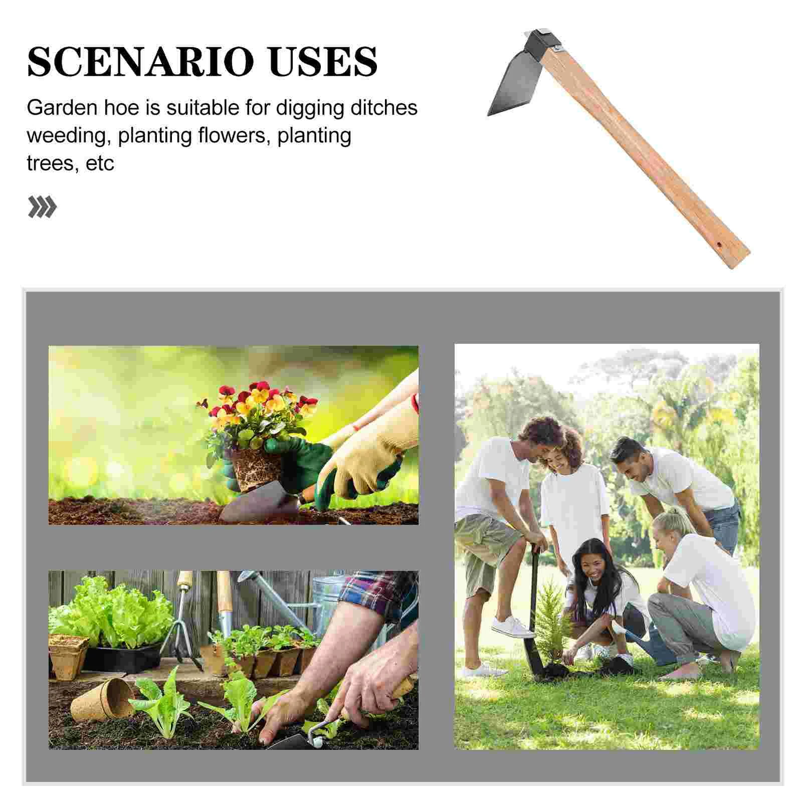 Hand Tools Hand Tiller Iron Gardening Hoe Garden Hand Plow Cultivating Hoe Loosening Soil Tool Weeding