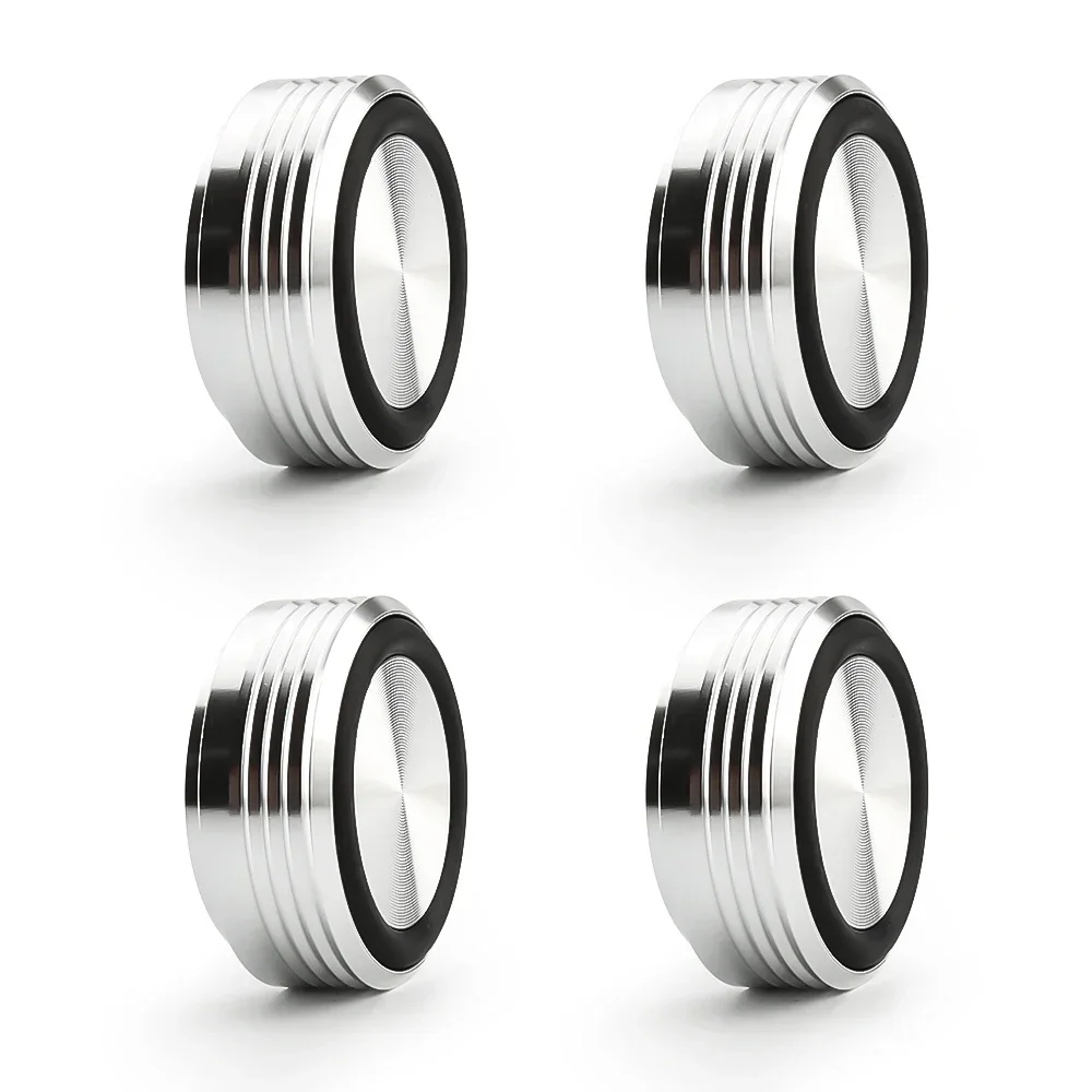 4pcs 39 x 17mm Aluminum HIFI Audio Amplifier Speaker Feet Spikes Black / Silver Ring Machine Mats Pads