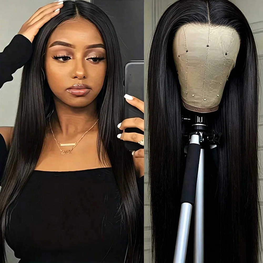 13x4 HD Lace Frontal Pre Cut No Glue Ready to Wear 40 Inch  Bone Straight Glueless Wig Human Hair for Women