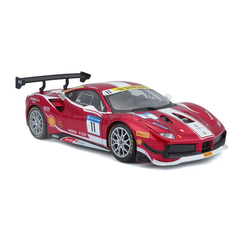 Bburago 1:24 Ferrari 2017 488 wyzwanie wyścigowy samochód luksusowy samochód wyścigowy odlewane samochody kolekcja zabawkowy Model prezent