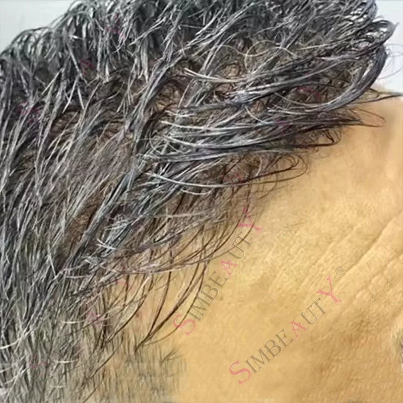 

Мужские парики Vloop Natural Super Full Thin Skin 80% плотность, черный, коричневый, блондин, серый 1B10 # 2-х незаметный протез для мужских волос