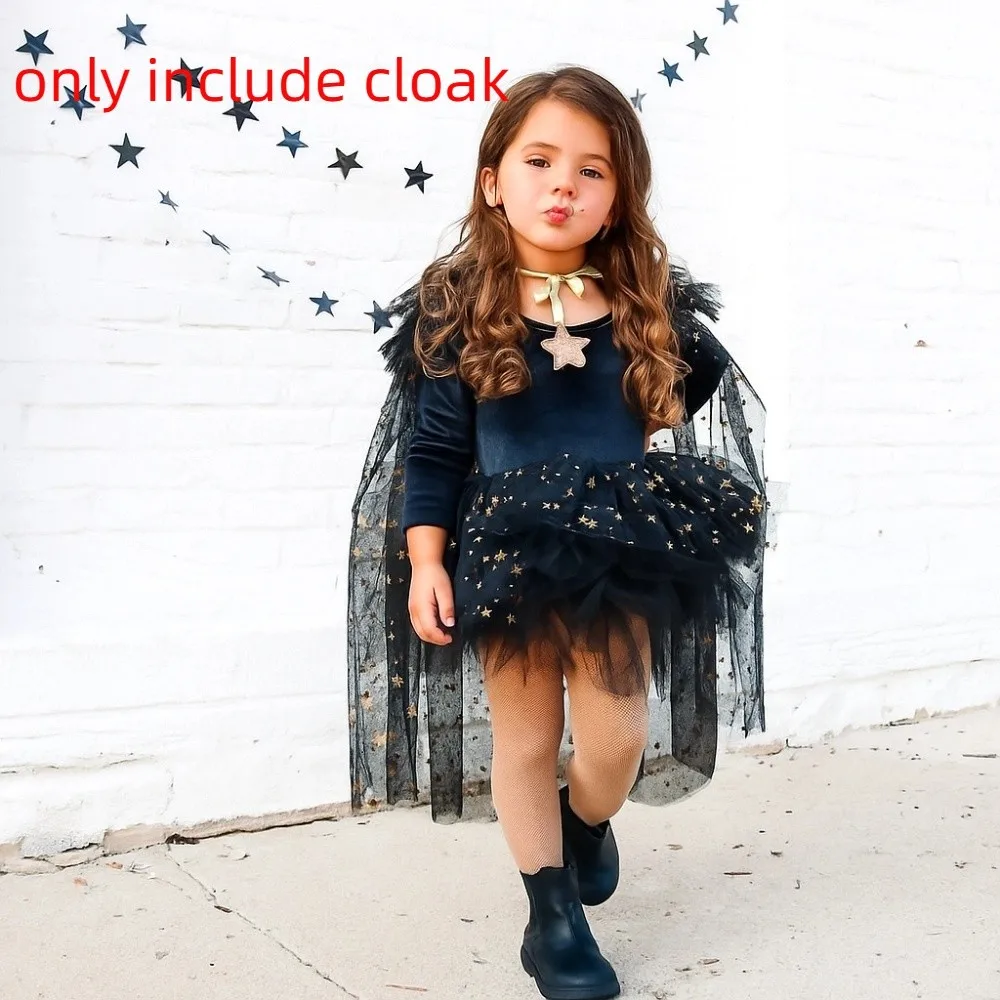 

Wizard Childern Halloween Costumes Princess Mesh Girls Witches Robes Cloak Bright Color Halloween Cosplay Cape Party Outfit