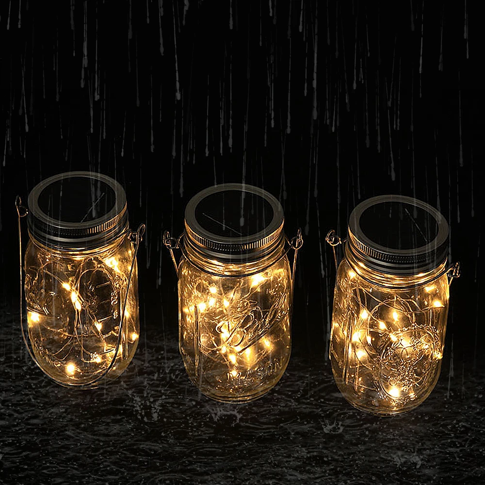 Solar Power Mason Jar Lid Lights Led String Lights Waterproof Fairy Lights Holiday Christmas bedroom bar Decoration Garland