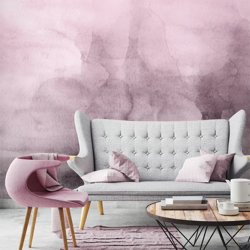 Pink, Quartz, Ombre, Wallpaper, Luxury, Removable, Peel and stick, Self adhesive, Temporary, Wall Mural, Fabric - SKU:Wtcpkqtz