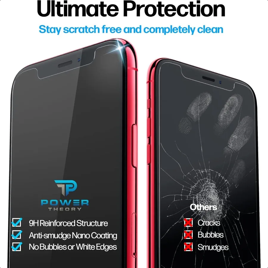 نظرية الطاقة مصممة لهاتف iPhone 11 iPhone XR واقي شاشة من الزجاج المقسى [9H Hardn] طقم سهل التركيب 99 HD Bubble Free Cle