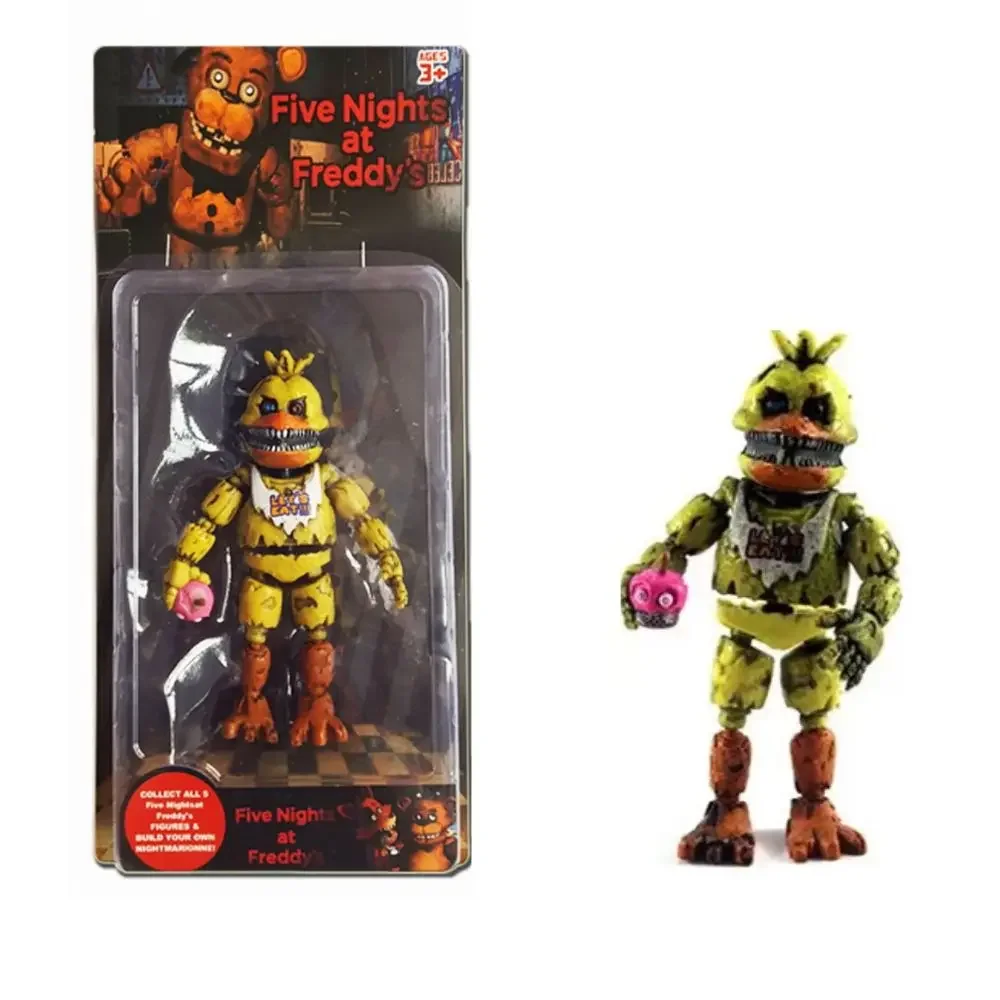 HOT 5.5 inches FNAF Figures Blacklight Bonnie Foxy Chica FREDDY FROSTBE Action Figure PVC Collection Doll Movable Golden Mode