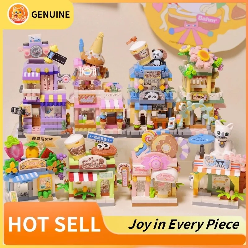 

Genuine Restaurant Dessert Coffee Pet Fruit Store Street View Food House Building Blocks Kit Girls Bricks Model Child Cute Gifts