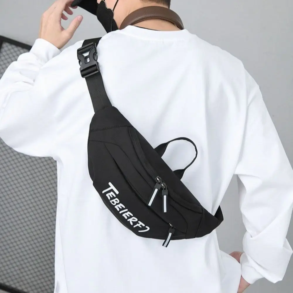 

Nylon Men Chest Bag Large Capacity Adjustable Strap Outdoor Waist Bag Japanese Style Waterproof Sports Walking Bag Riding