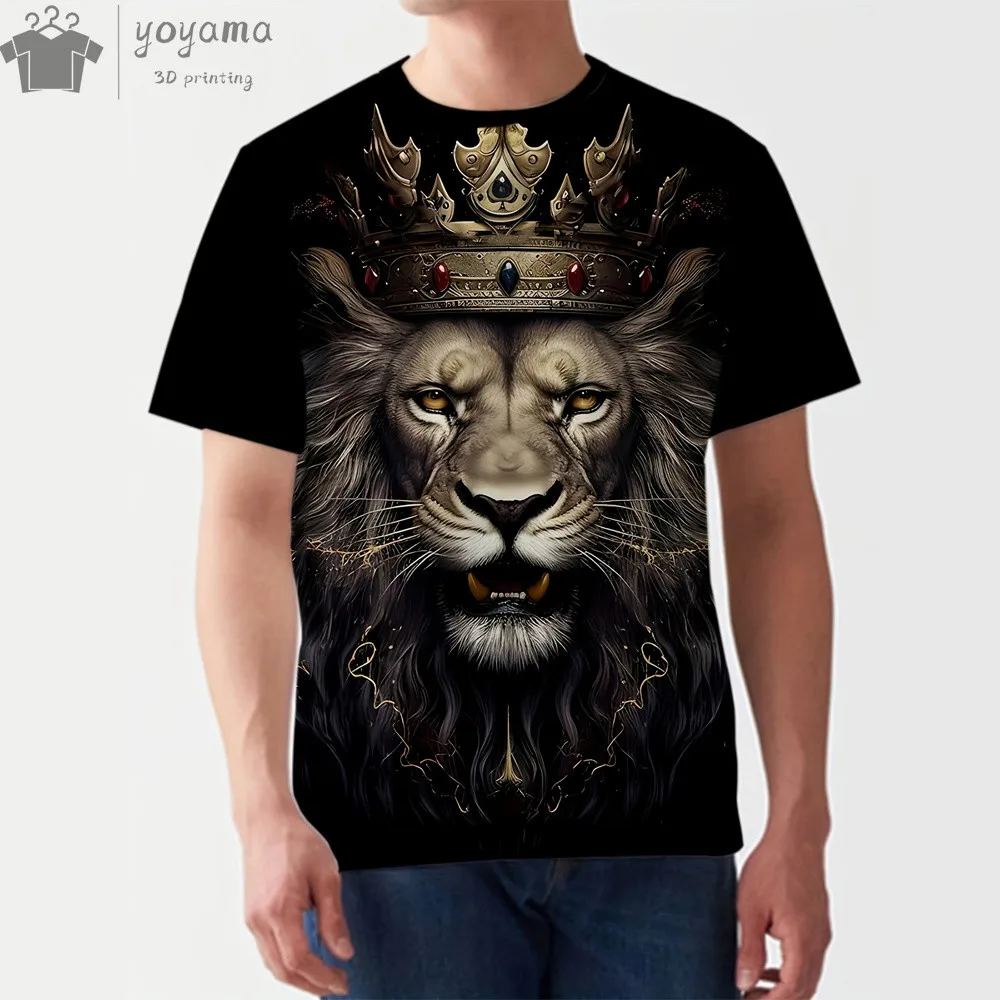 

Lion Shirt Men's Clothing 3d Print Fierce Lion Pattern Casual Fashion T-Shirts For Men Oversized T-Shirt O-Neck Short Sleeve Tee