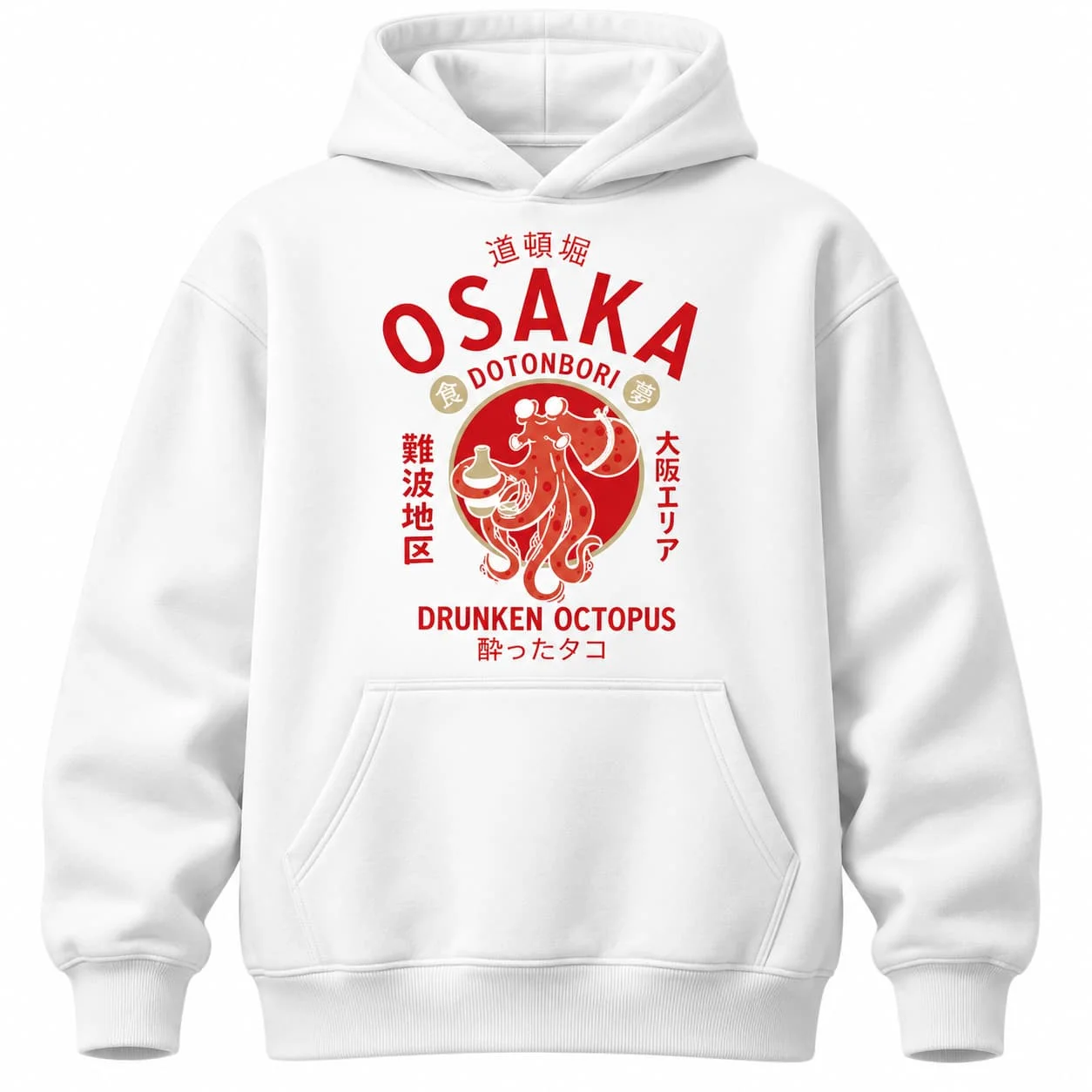 Osaka Dotonbori Drunken Octopus Vintage Autumn Winter Graphic Men Pullover Women Sweatshirt Boys Top Children Cotton Kids Hoodie