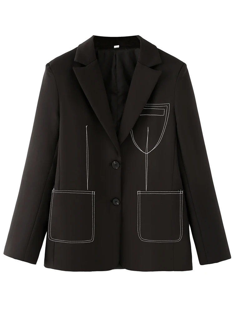 

European style new women's clothing fashionable and versatile temperament solid color loose slim long sleeve suit jacket