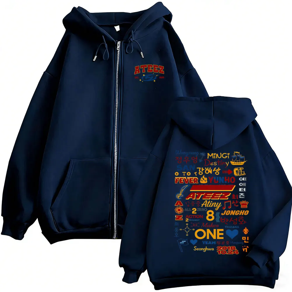 Koreanische Kpop ATEEZ Mingi 2026 World Tour in Your Fantasy Reißverschluss-Hoodie für Männer und Frauen Kpop Mode-Trend Zip-Up Jacke Mantel Sweatshirt – Detail 4