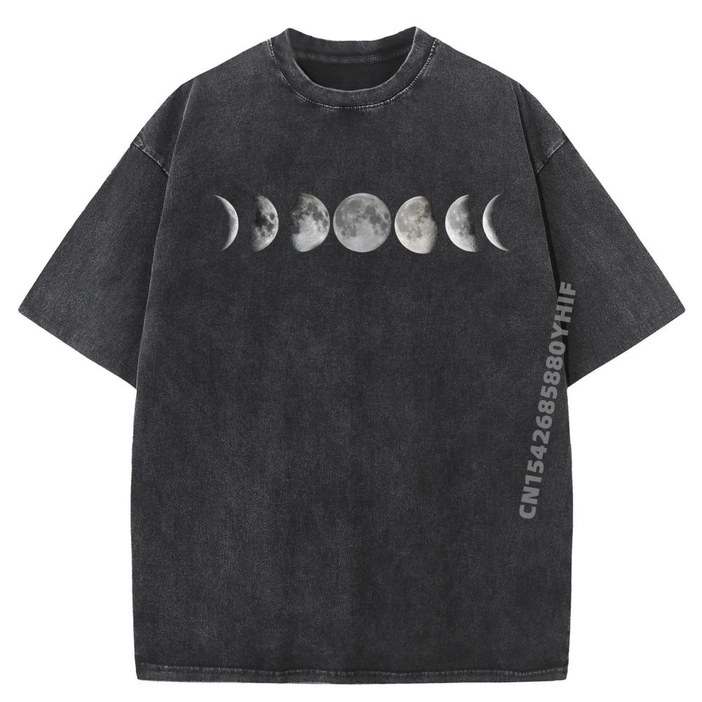 

Lunar Cycle Apparel Astronomy Full Moon Designer T Shirt Men Clothes Graphic Tshirt Summer Washed Shirt