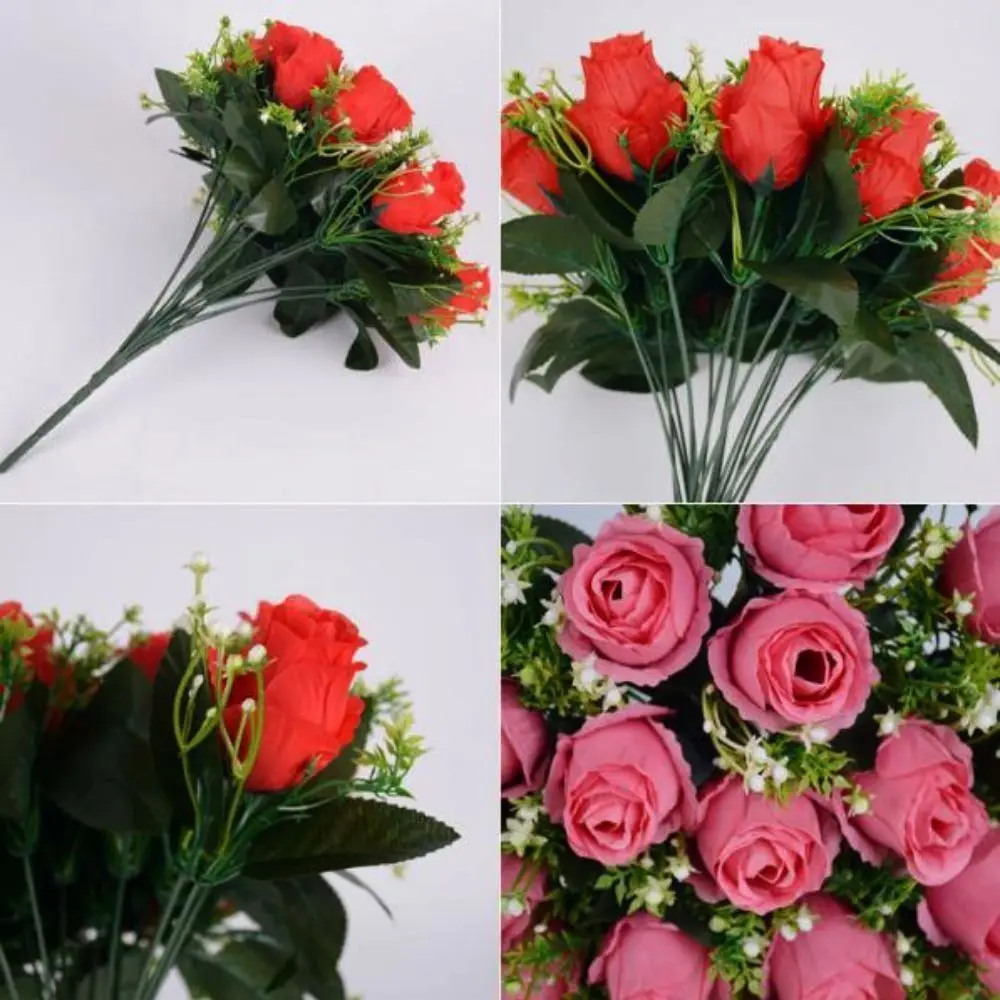 18 Köpfe Echte Glückliche Blume Mini Fotografie Foto Geschenk Valentinstag Blumen 10 Farben Natürliche Simulierte Rose Heimdekoration – Detail 14