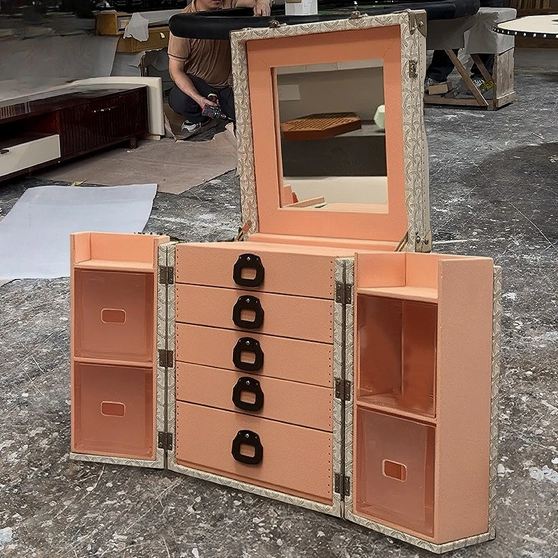 

Designer creative high-end solid wood jewelry cabinet luxury villa high art jewelry cabinet