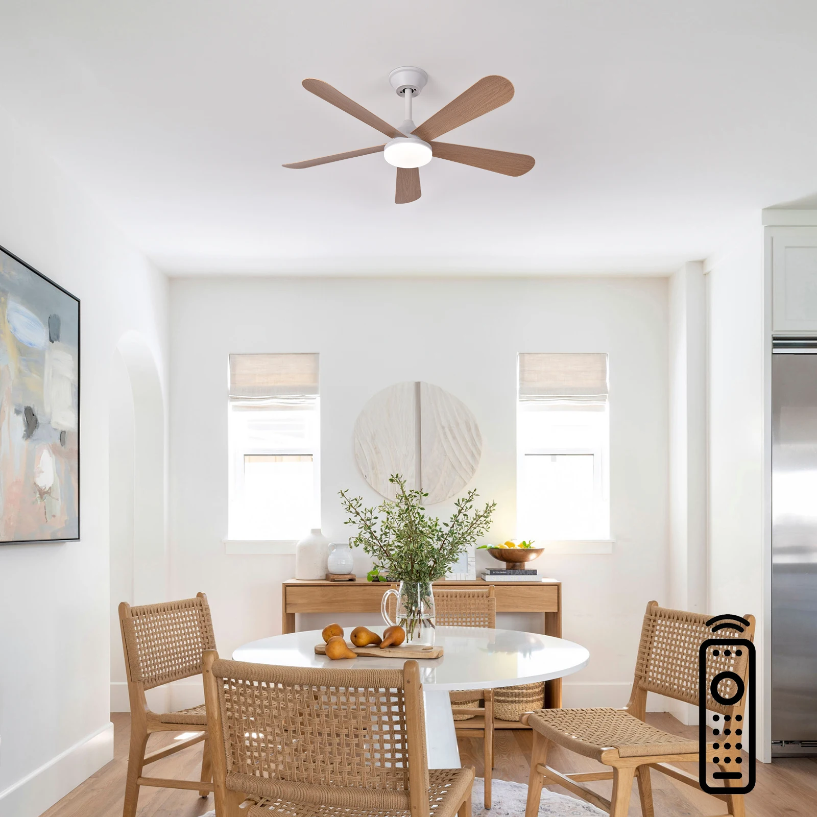 Modern Ceiling Fans with Lights, Wood Fan Blades,  with Remote Control, Noiseless  DC Motor for Bedroom/Living Room/Study/Patio