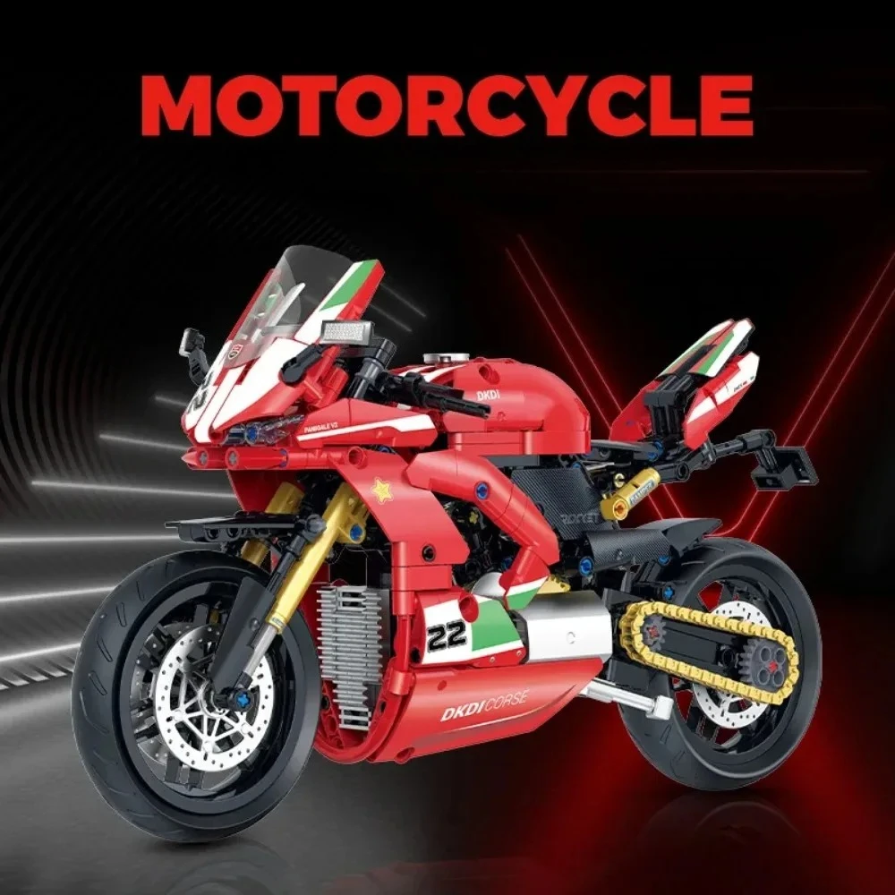 1:8 City Racing Technische Motorfiets Bouwstenen Duke Harleys Motor Racer Bricks Monteren Model Speelgoed Verjaardagscadeautjes