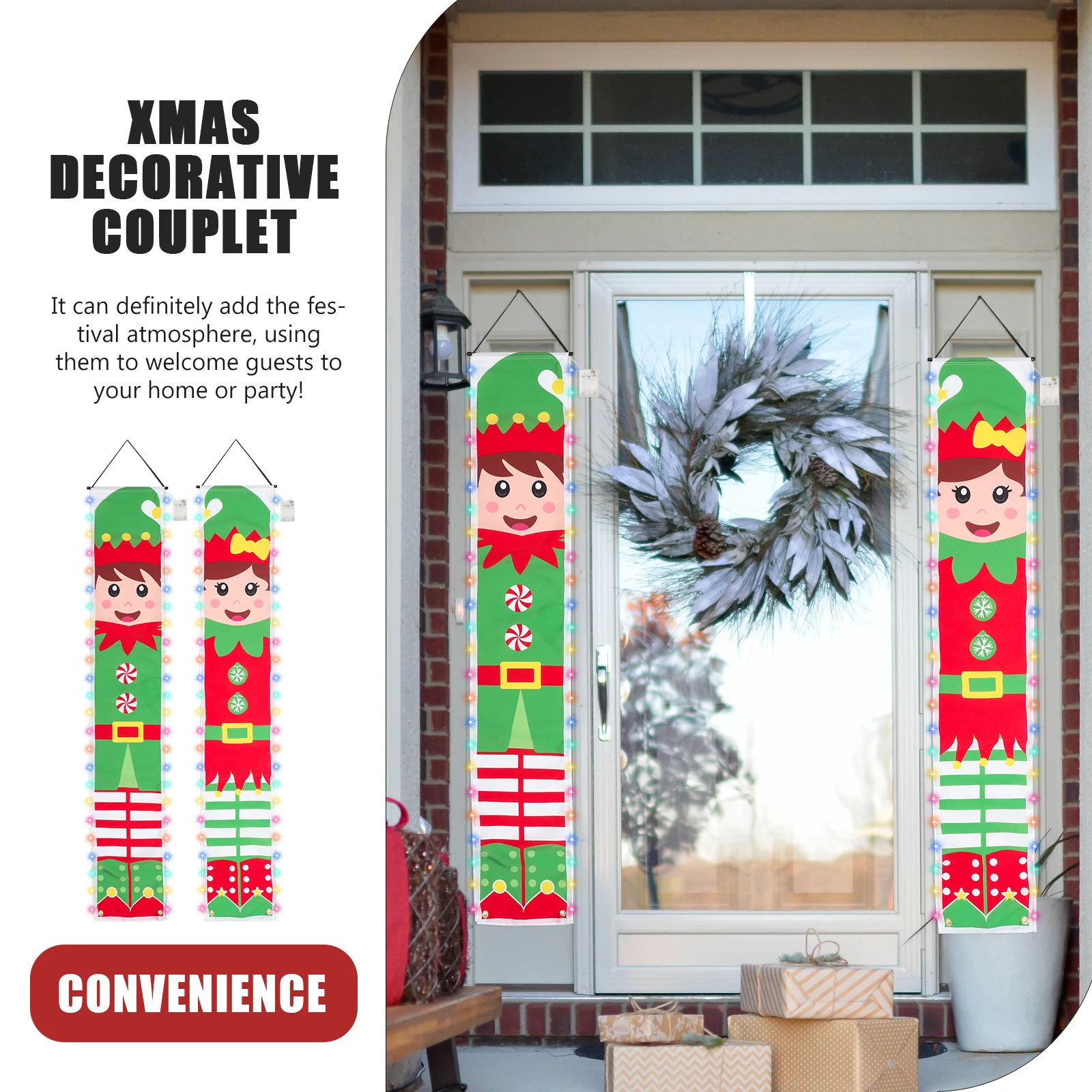 

Christmas Couplets Hanging Flag Holiday Party Ornaments Front Door Decorations Supplies Decorate