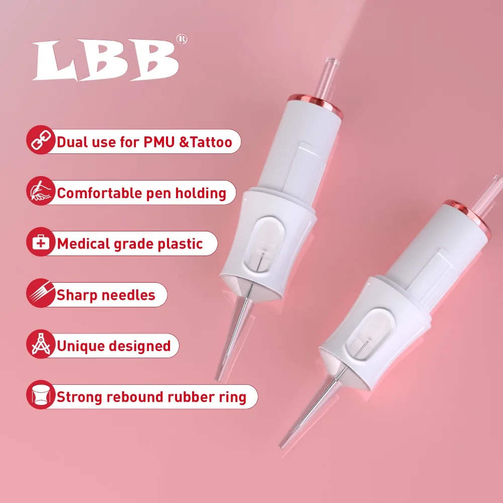 LBB PMU 20PCs Disposable Sterilized Tattoo Cartridge Needle SMP Permanent Makeup Body Art 0.18mm 0.20mm0.25mm Round Liner/Shader