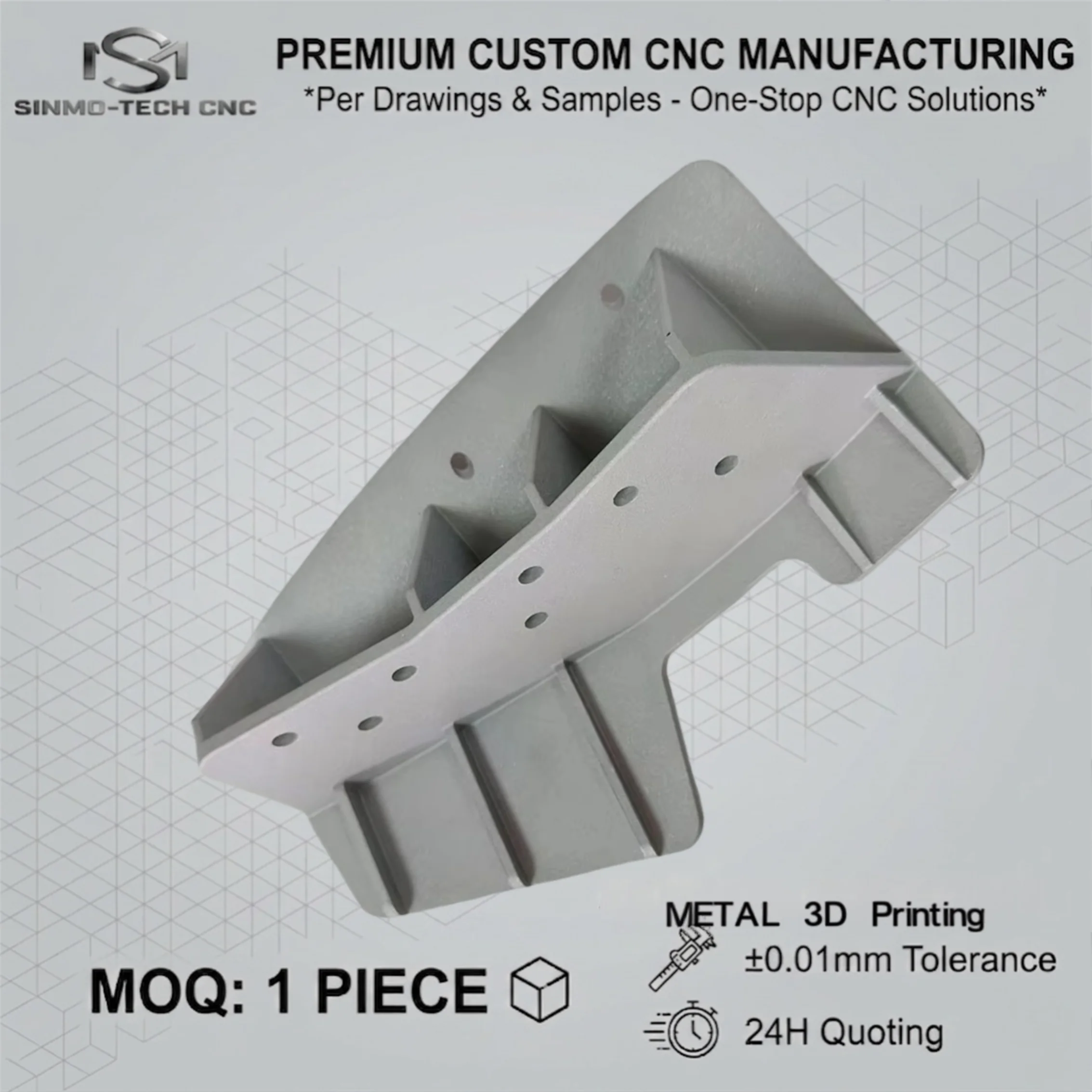 Custom Metal 3D Printing Service, Precision CNC Machining Post-Processing Stainless Steel Titanium Components, 1pc